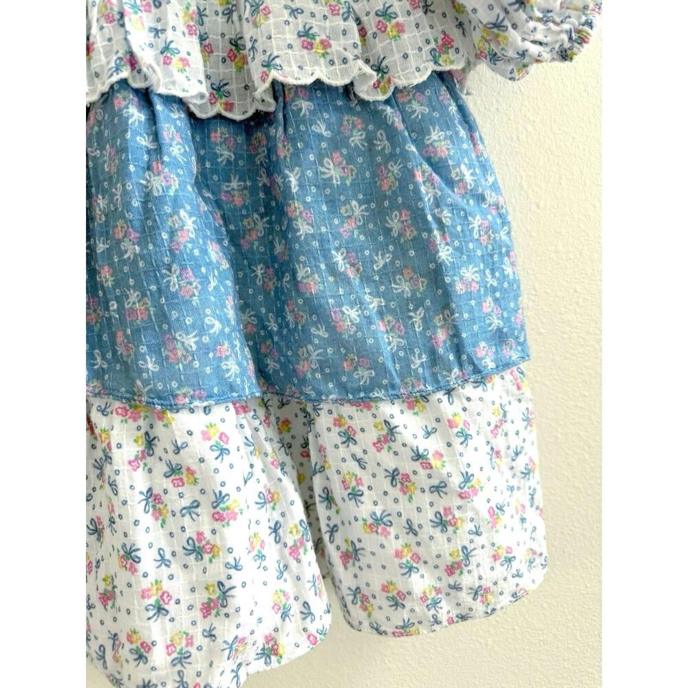 LoveShackFancy NWOT Shaw Large Blue Micro Mini Dress Floral Tiered Tunic - Picture 8 of 16